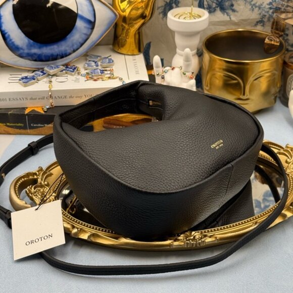 🆕 OROTON 🧿 NWT Clara Mini Convertible Crossbody Bag, Black Leather - Picture 10 of 16